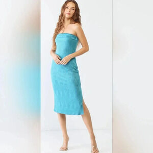 Strapless Side Slit Midi Dress #370-372